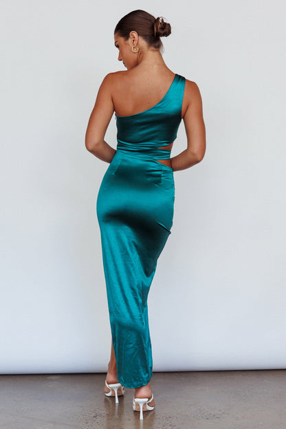 Night-Out One Shoulder Maxi Dress Green