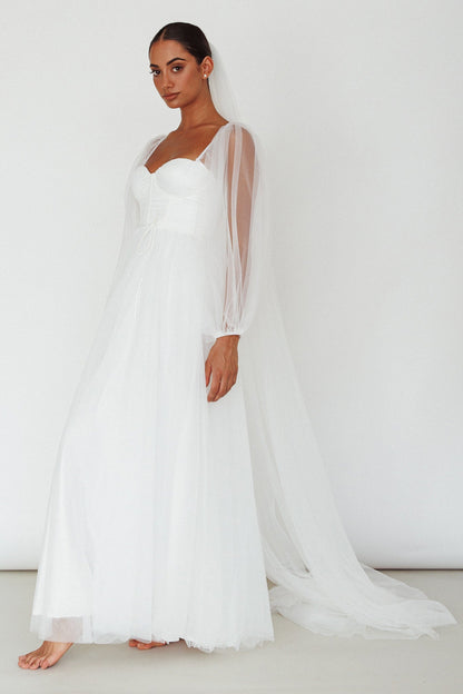 Fairytale Dream Sheer Sleeve Maxi Dress White