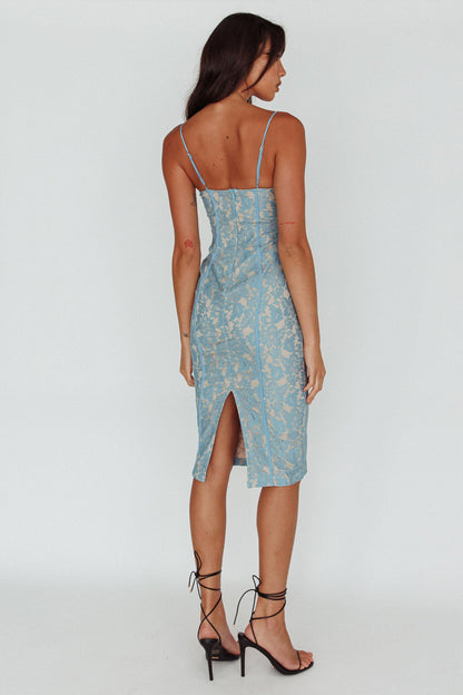 Aura Lace Midi Dress Midnight Blue