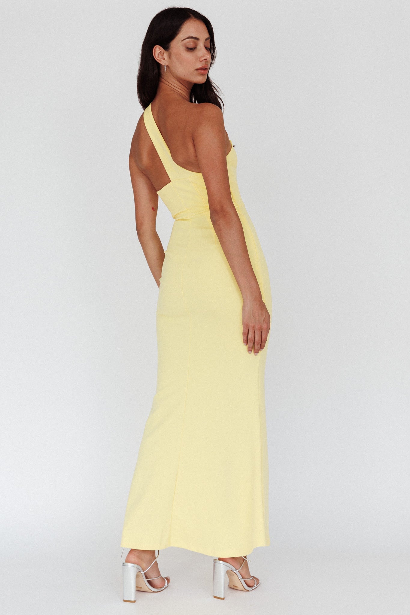 Shooting Stars One-Shoulder Maxi Dress Yellow