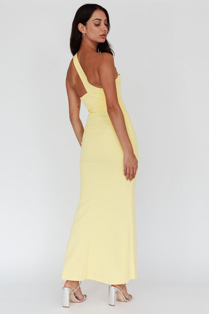 Shooting Stars One-Shoulder Maxi Dress Yellow