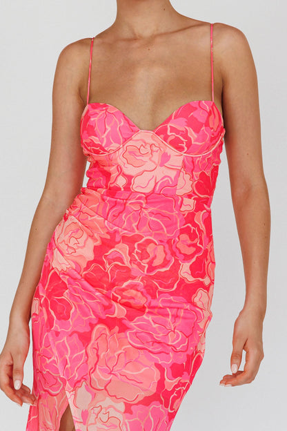 Westwood Split Front Maxi Dress Floral Pink