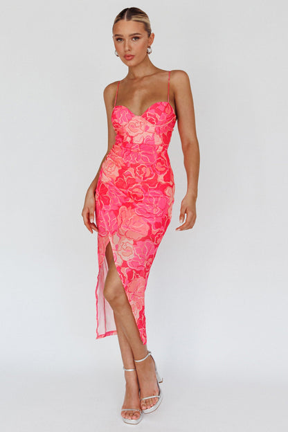 Westwood Split Front Maxi Dress Floral Pink