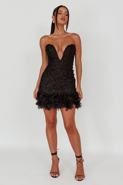 Time Of My Life Applique Mini Dress Black