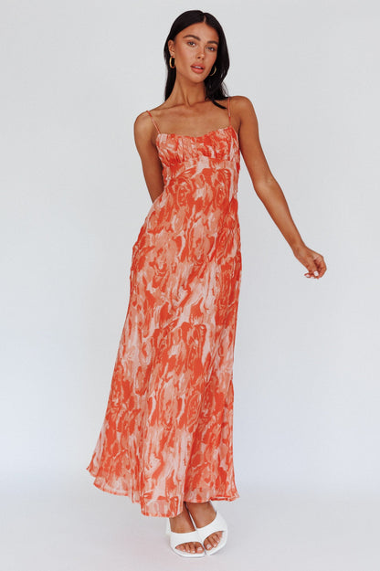 Nerida Twist Back Maxi Dress Swirl Orange