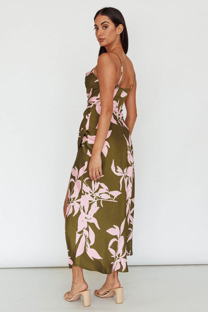 Morea Cowl Neck Maxi Dress Floral Green
