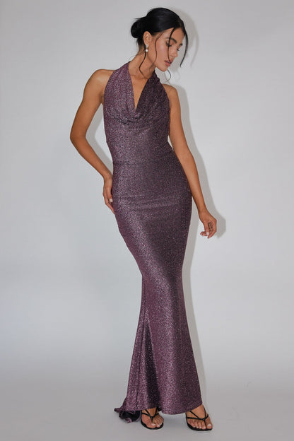 Soleil Moon Halterneck Maxi Dress Sparkle Rose