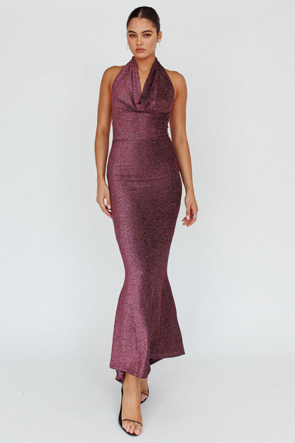 Soleil Moon Halterneck Maxi Dress Sparkle Rose