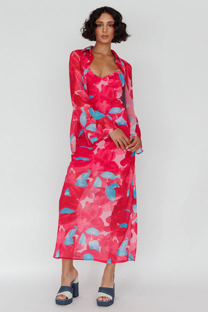 Stasi Cami Strap Midi Dress Floral Pink