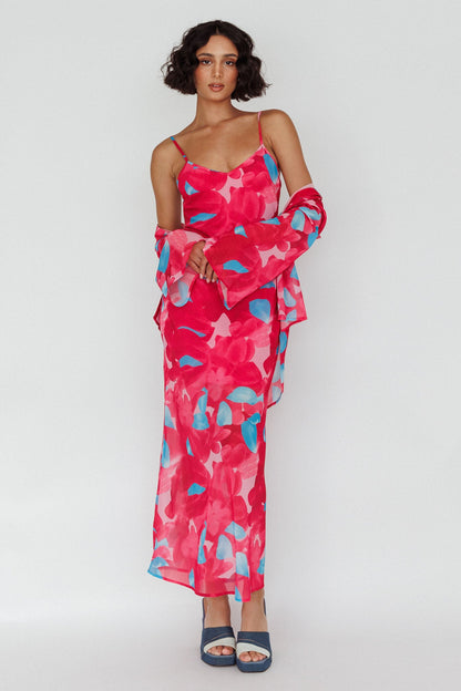 Stasi Cami Strap Midi Dress Floral Pink