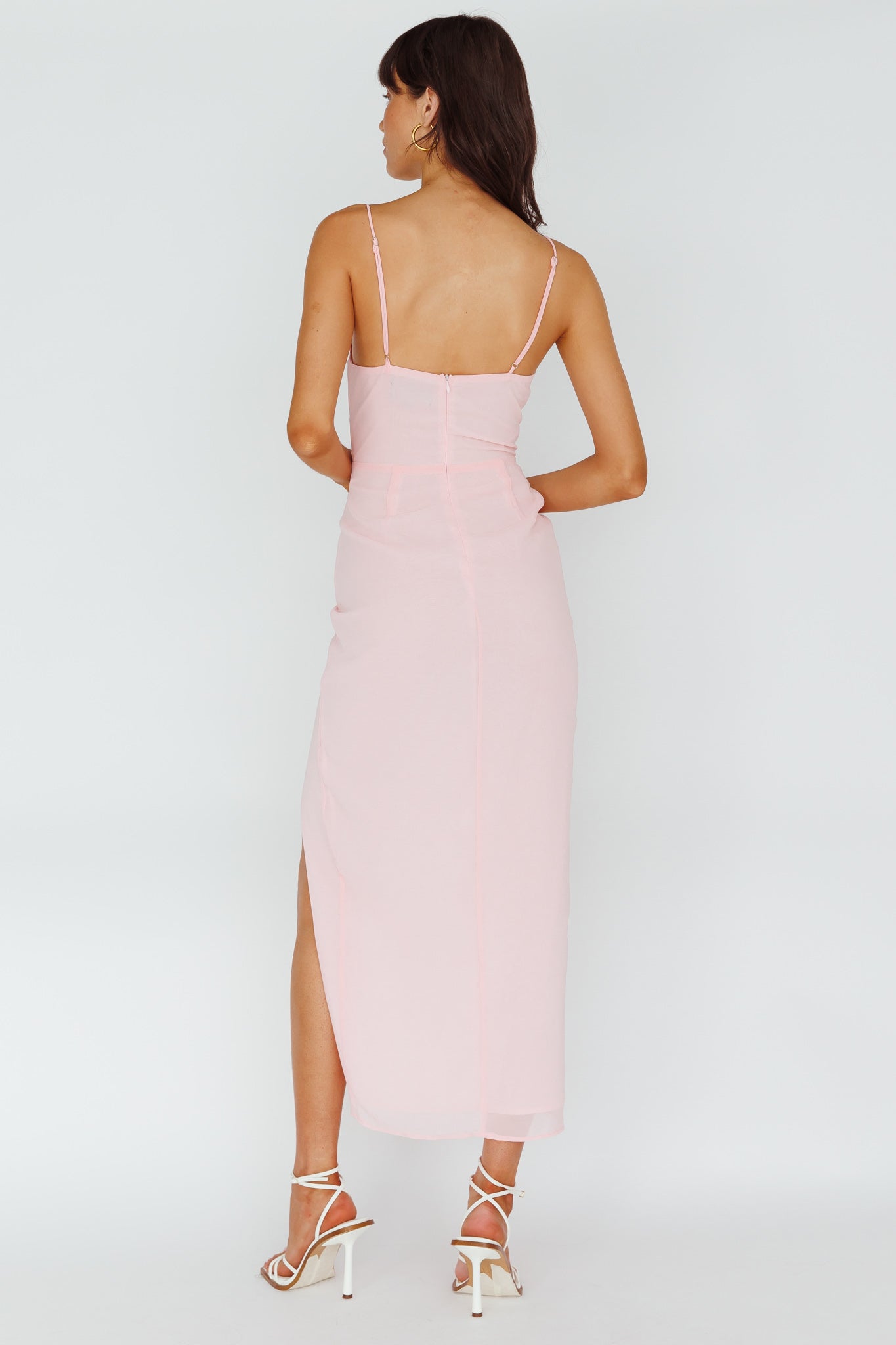 Ryanna Laced Bodice Split Midi Dress Pink