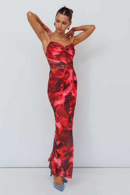 Beulah Twist Bodice Maxi Dress Floral Pink