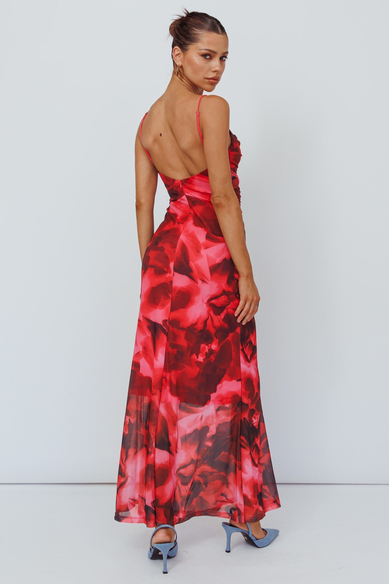 Beulah Twist Bodice Maxi Dress Floral Pink