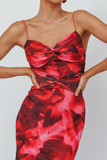 Beulah Twist Bodice Maxi Dress Floral Pink