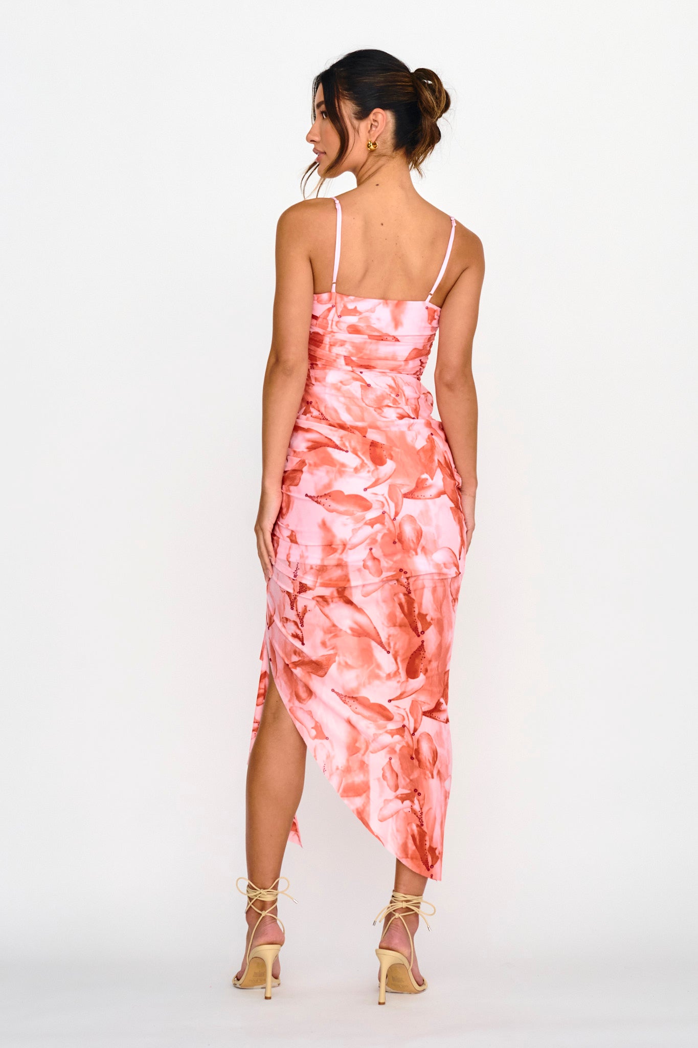 Your Destiny Ruched Asymmetrical Hem Dress Pink