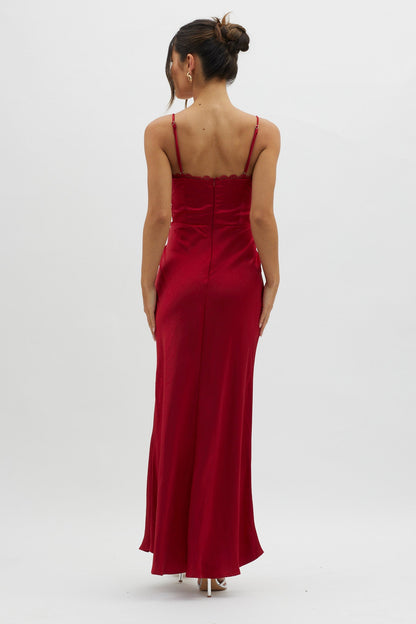 Silver Lining String Tie Waist Dress Red