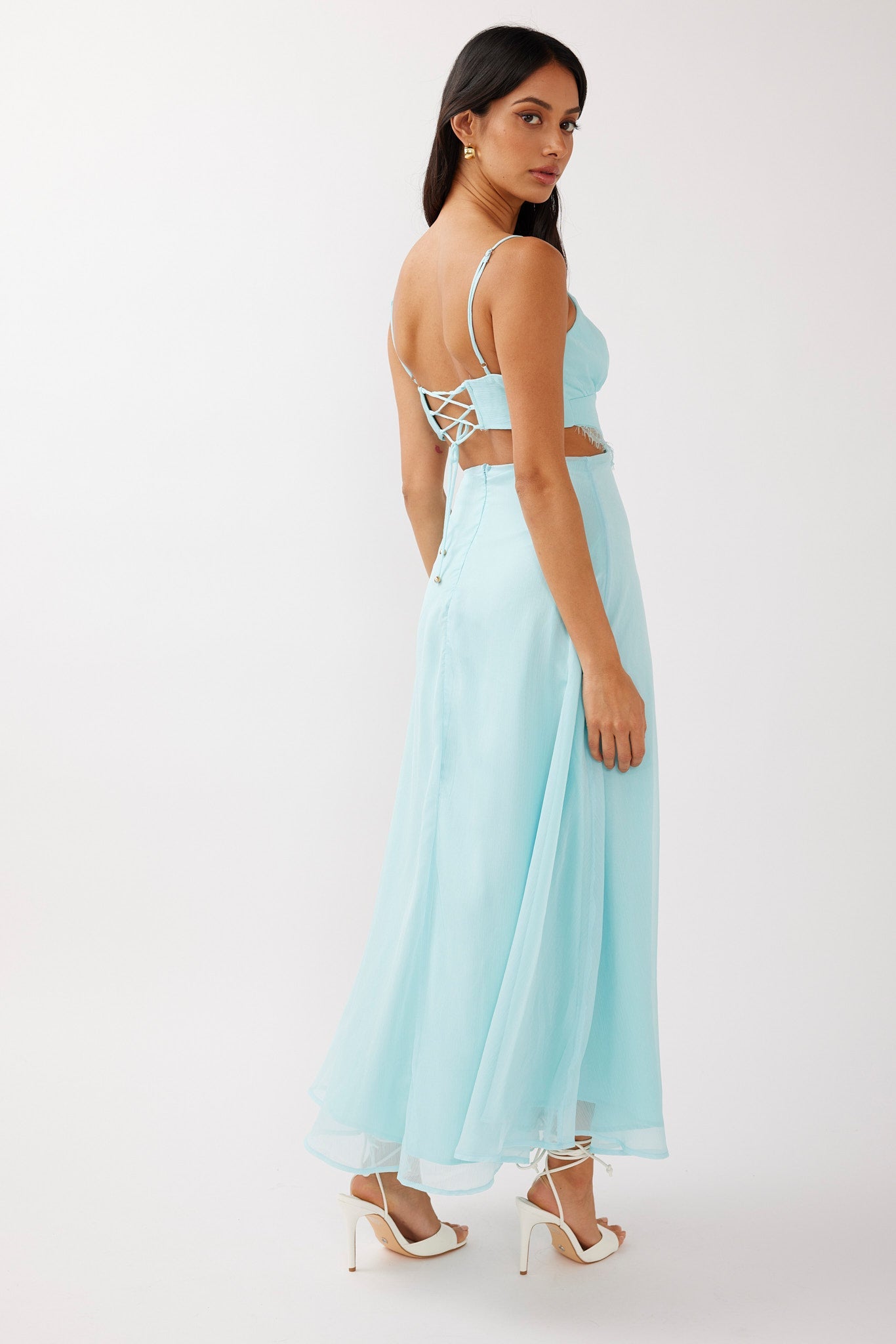 More Love Lace Trim Cut-Out Midi Dress Mint