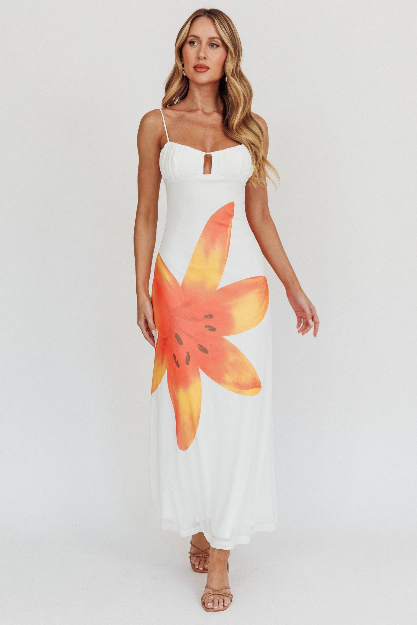 Kailua Floral Print Maxi Dress White