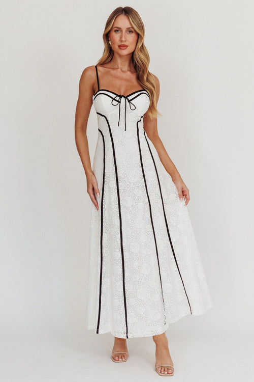 Find Your Way Lace Contrast Maxi Dress White
