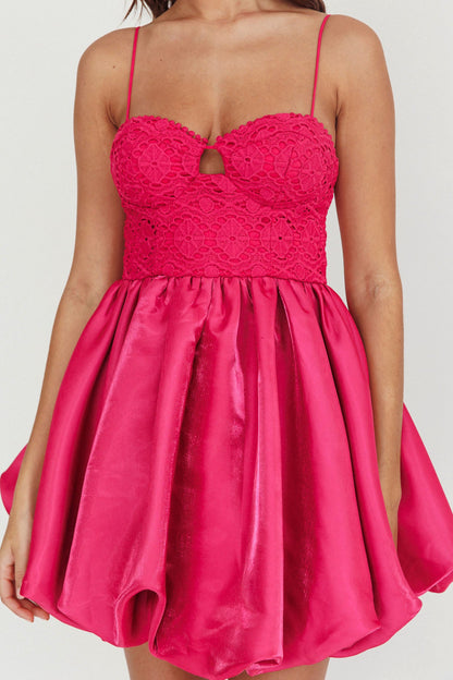 Lucia Bubble Skirt Mini Dress Hot Pink
