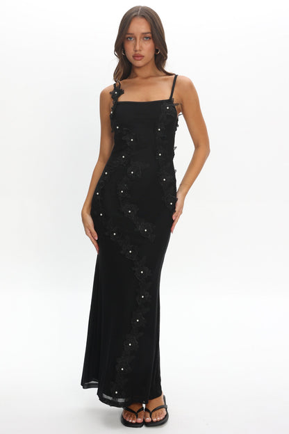 Like I'm Dreaming Floral Pearl Maxi Dress Black