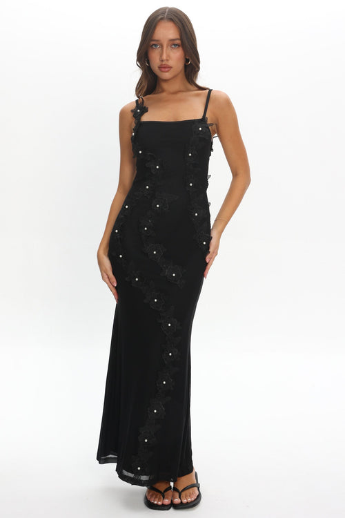 Like I'm Dreaming Floral Pearl Maxi Dress Black