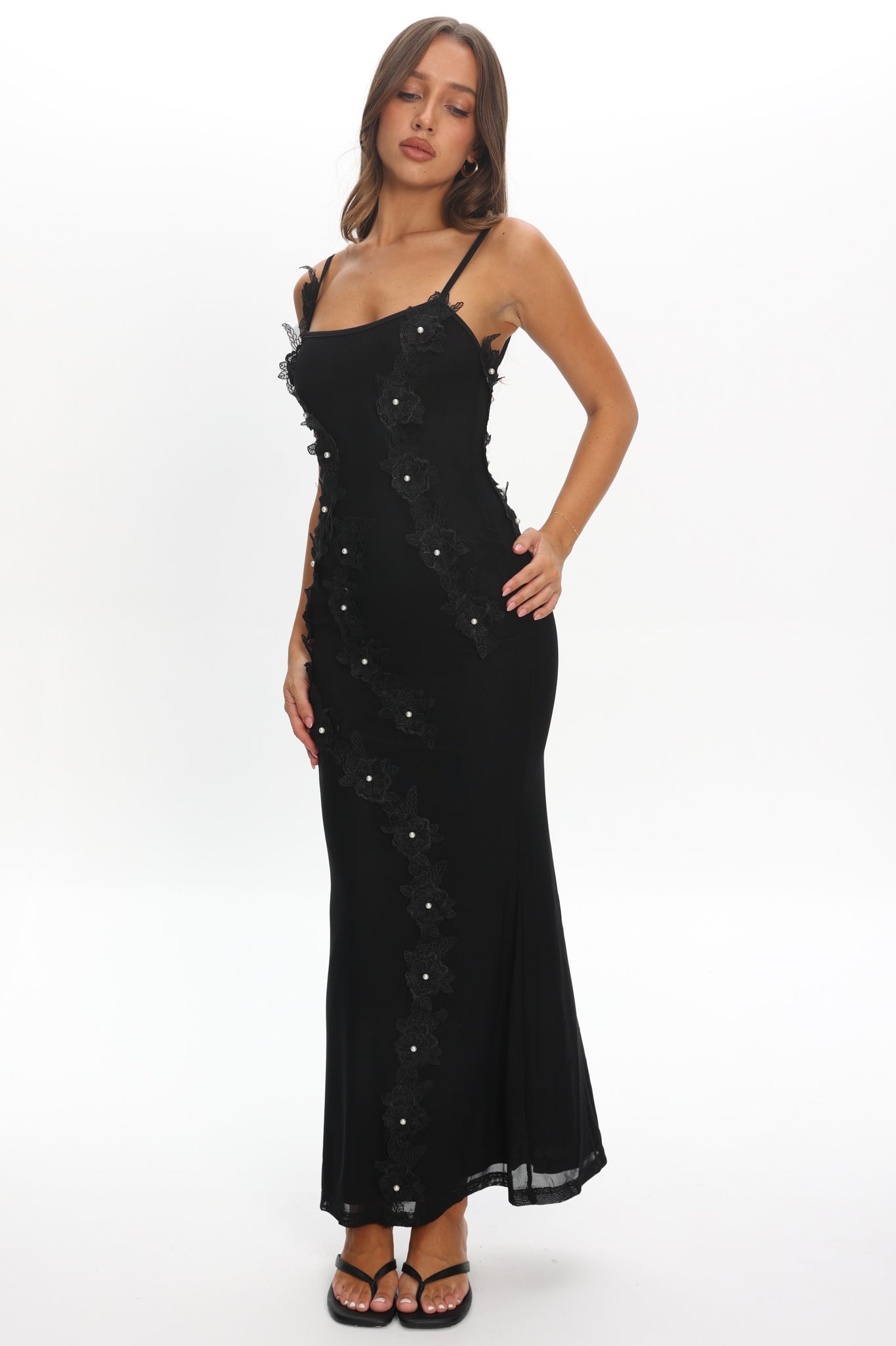 Like I'm Dreaming Floral Pearl Maxi Dress Black