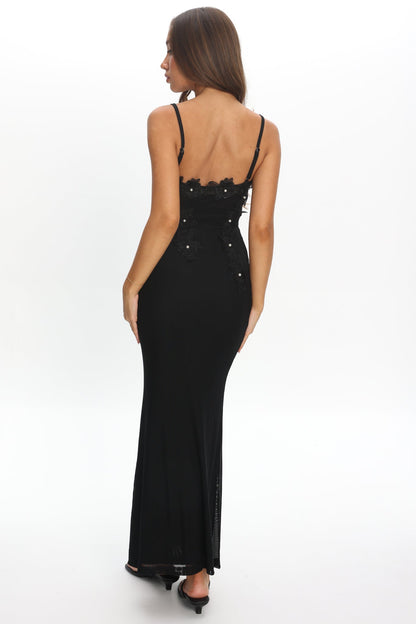 Like I'm Dreaming Floral Pearl Maxi Dress Black