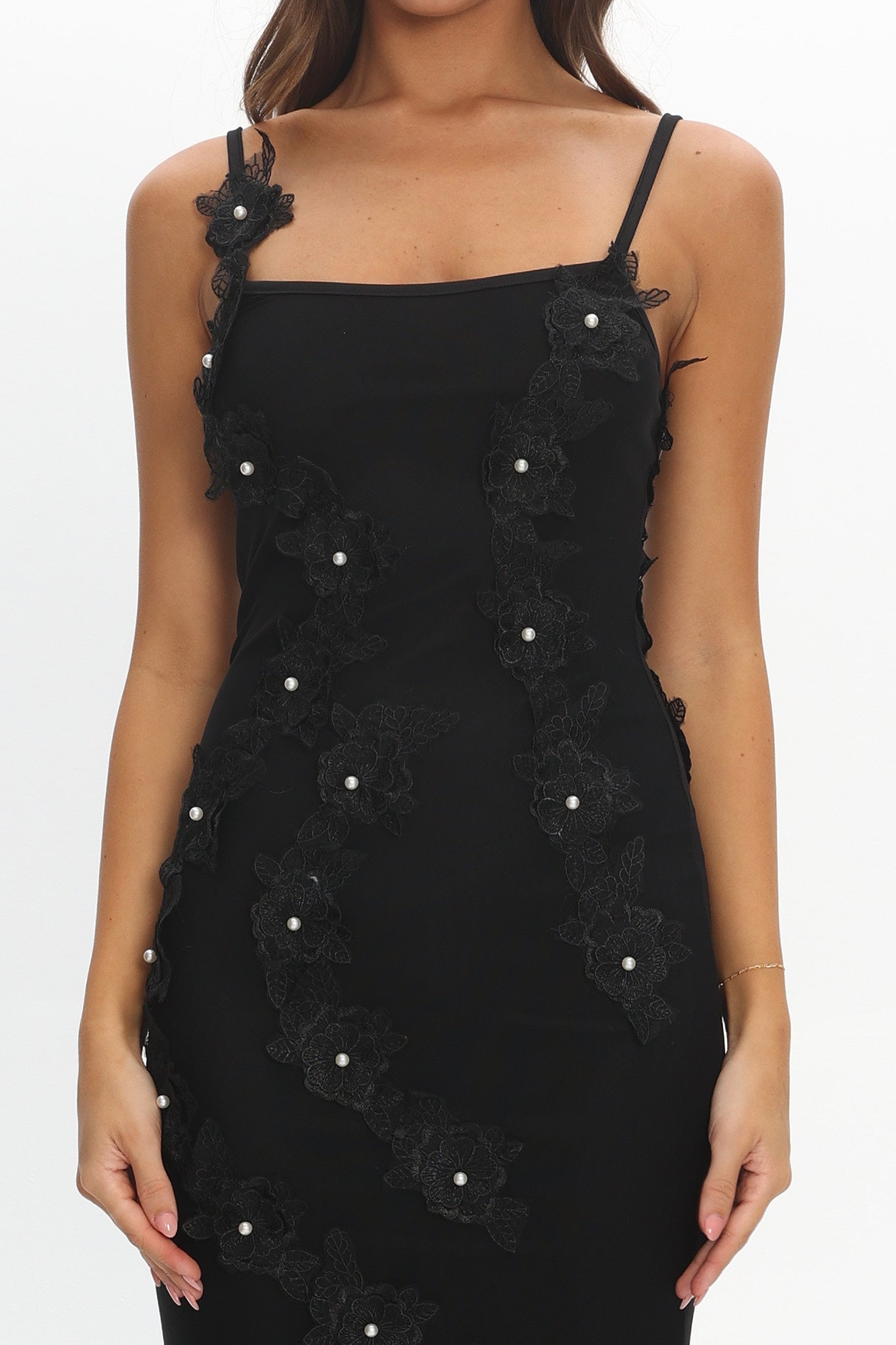 Like I'm Dreaming Floral Pearl Maxi Dress Black