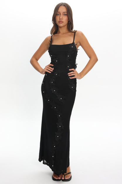 Like I'm Dreaming Floral Pearl Maxi Dress Black