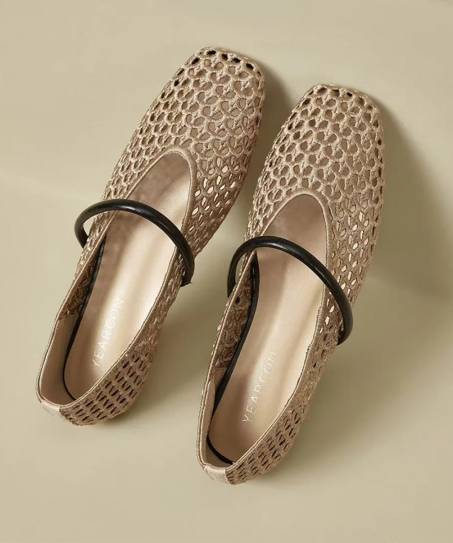 New Gold Flat Bottomed Mesh Sandals