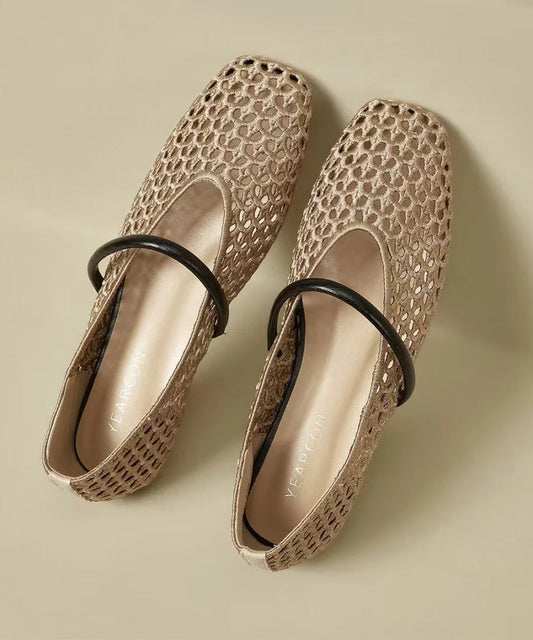 New Gold Flat Bottomed Mesh Sandals