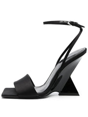 Open Square Toe Buckle High Heel Sandals