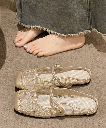 New Stylish Silver Tulle Zircon Flats Slide Sandals