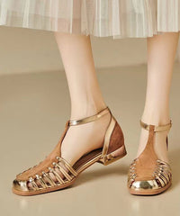 Handmade Green Hollow Out Splicing Walking Sandals