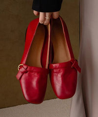 New Red Comfortable Splicing Flat Shoes Cowhide Leather