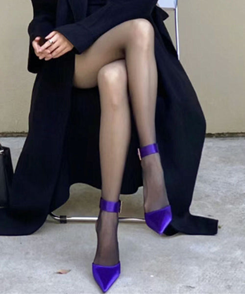 Elegant Splicing High Heel Sandals Purple Buckle Strap