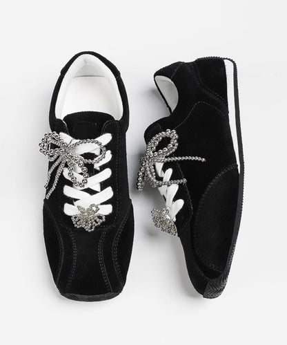 New Black Lace Up Sports Leisure Shoes