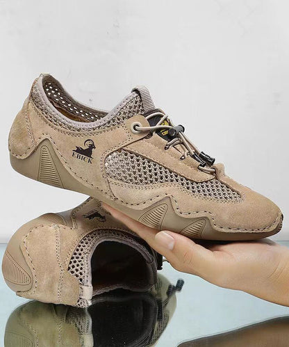 Khaki Breathable Mesh Women Sport Flat Shoes For