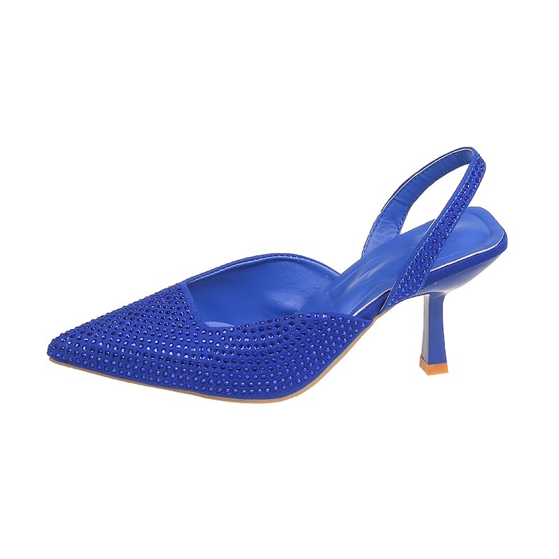 Crystal Pointed Toe Slingback Stiletto Sandals