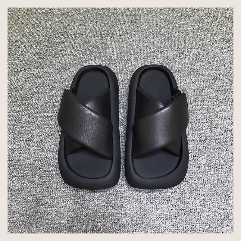 Cross Straps Thick Bottom Slippers
