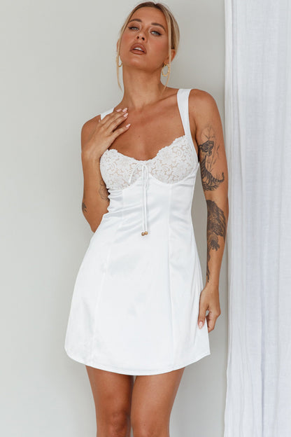 Ti Amo Lace Bust Mini Dress White