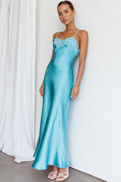 East Coast Lace Bust Midi Dress Aqua Blue