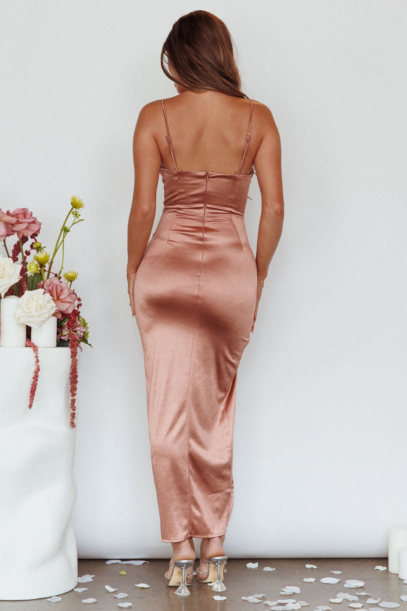 Fayth Split Open Wrap Maxi Dress Bronze