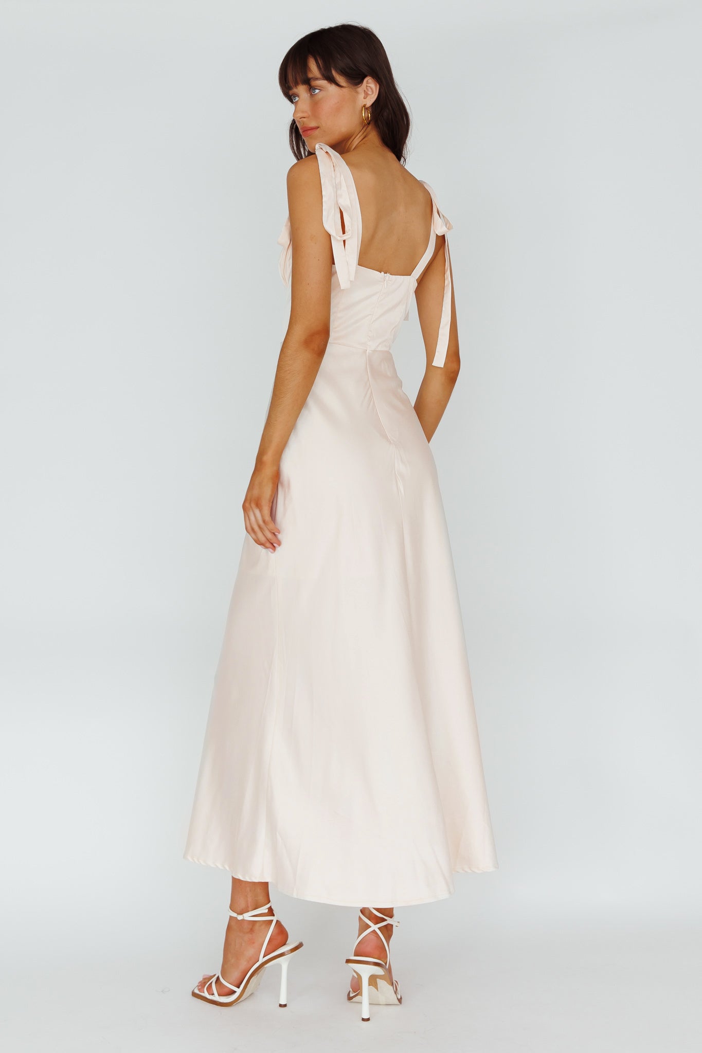 Pennelope Tied Shoulder Maxi Dress Ivory