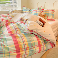 Dopamine Mix And Match Bedding Four-Piece Set Bed Sheet Bed Skirt Quilt Cover Non-Cotton Pure Cotton Dormitory Single Bed Sheet
