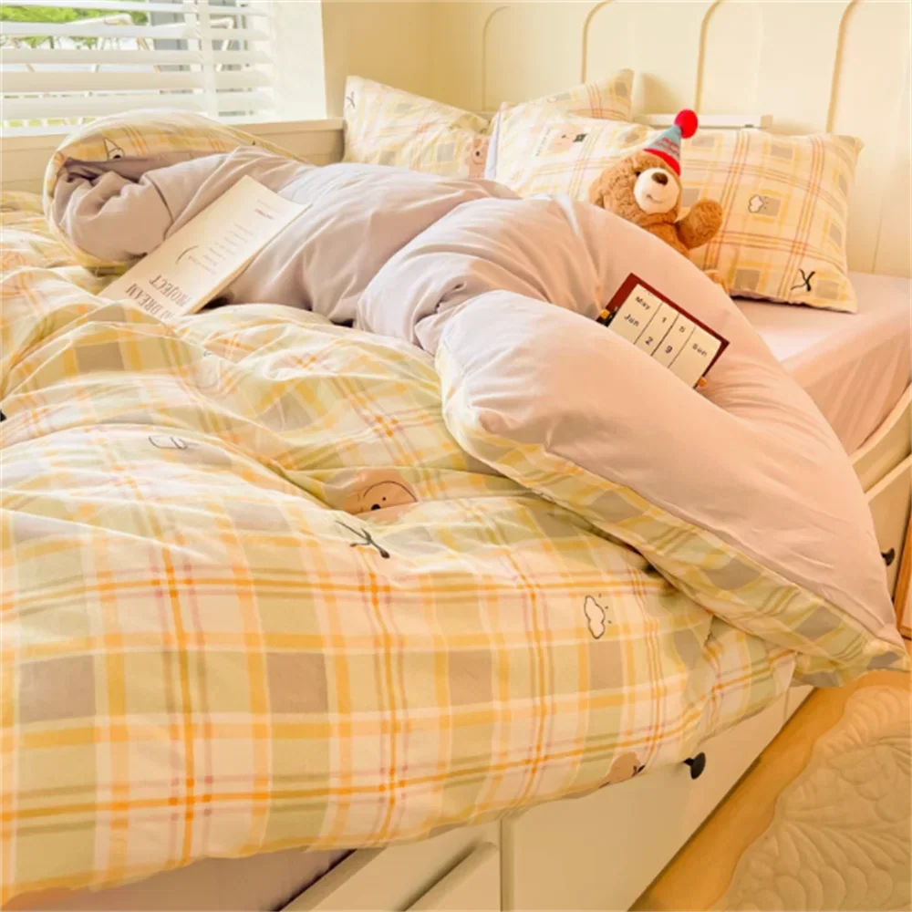 Dopamine Mix And Match Bedding Four-Piece Set Bed Sheet Bed Skirt Quilt Cover Non-Cotton Pure Cotton Dormitory Single Bed Sheet