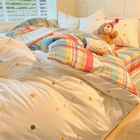 Dopamine Mix And Match Bedding Four-Piece Set Bed Sheet Bed Skirt Quilt Cover Non-Cotton Pure Cotton Dormitory Single Bed Sheet