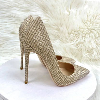 Glittery Gold Stiletto Pumps