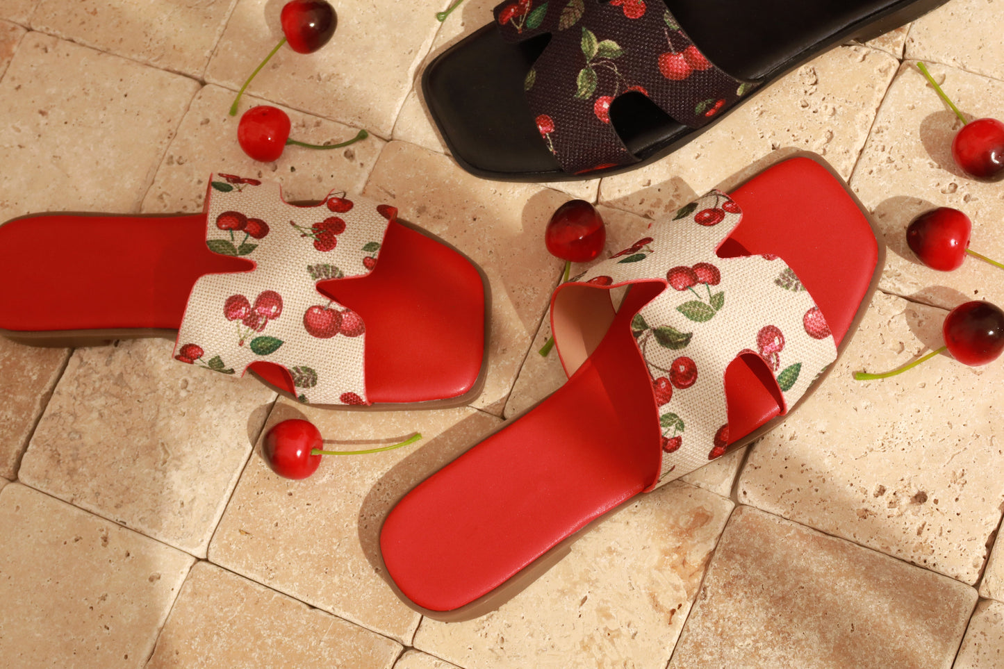 Cherry Baby Slip On Sandals - Red